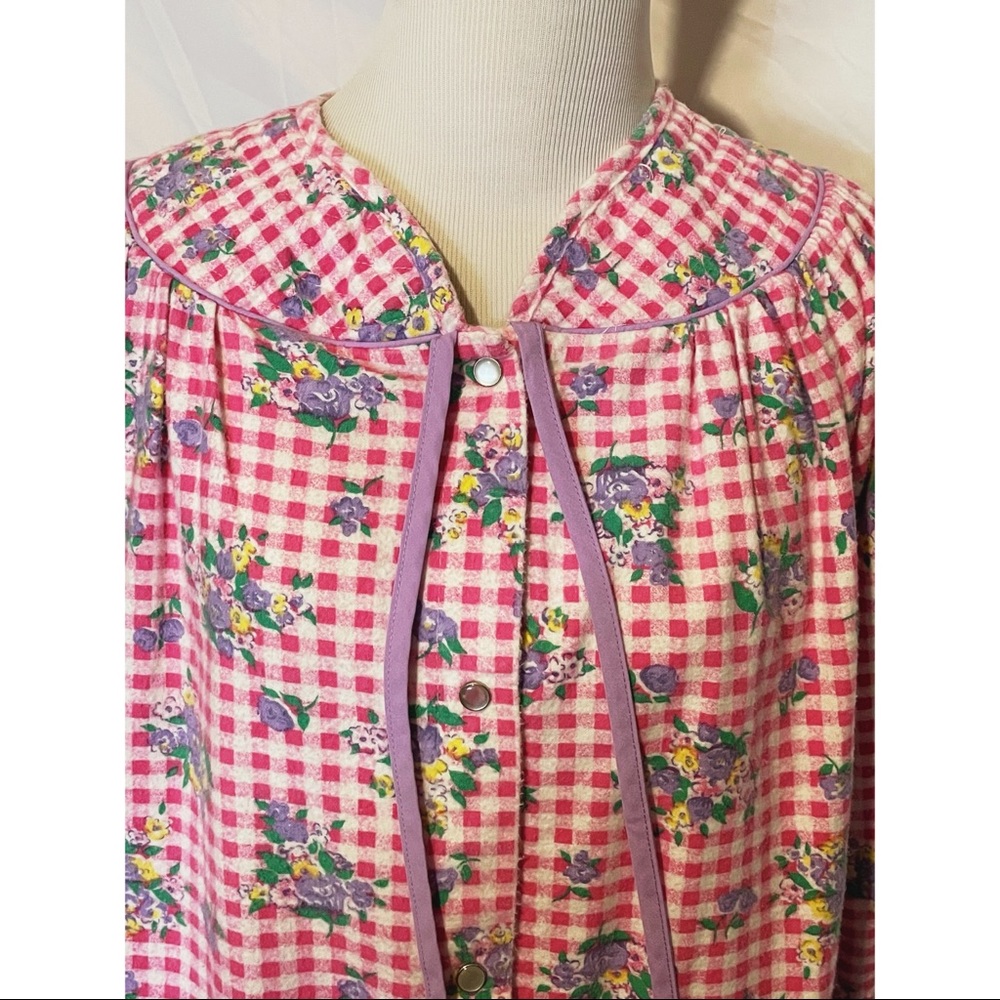 80s plaid floral robe